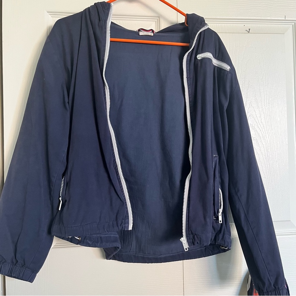 dark blue john galt jacket with zipper